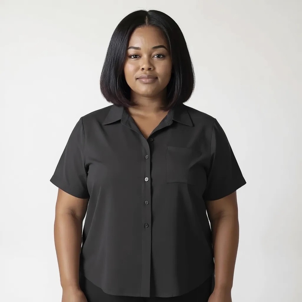 TORRID 00 0X XL Black Rayon Button Down Camp Shirt NWT R $49